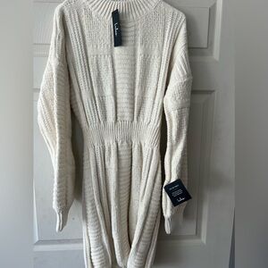 Lulu's White Knit Sweater Dress